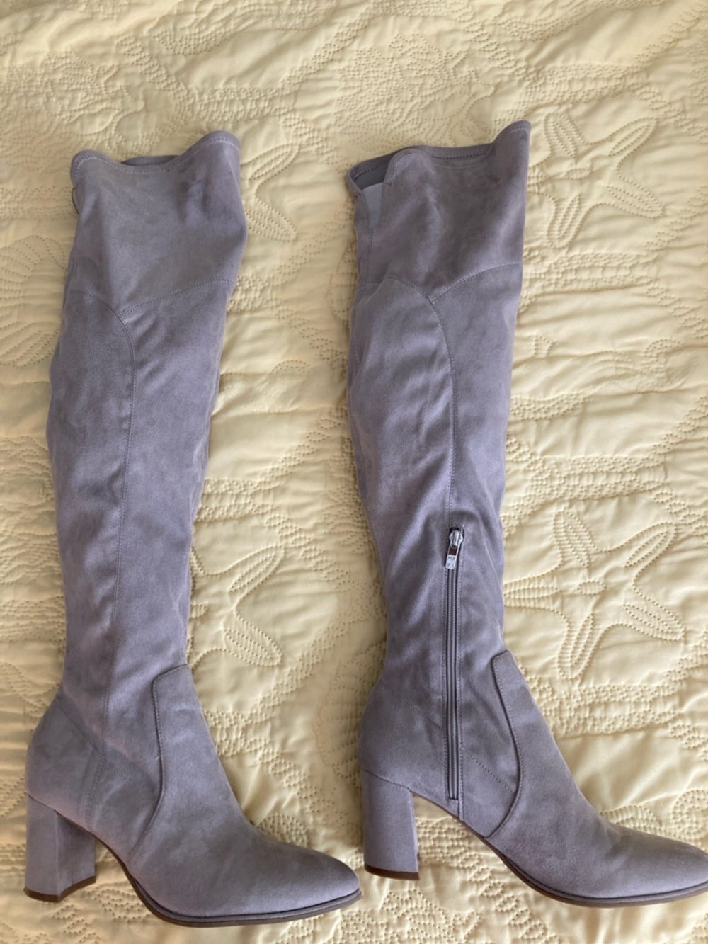 Marc Fisher Women’s Over-the-Knee Suede Boots - Light Gray size 91/2M